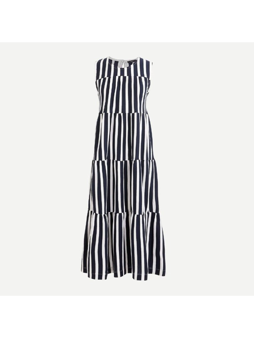 J.Crew Tiered Striped Cotton Maxi Dress Navy & Ivory Tiered Tank L Nautical Beac - Picture 2 of 13